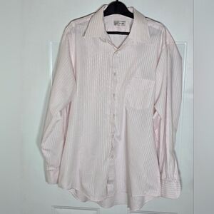 Oakton Men's Vertical Pink Striped Button Up Shirt